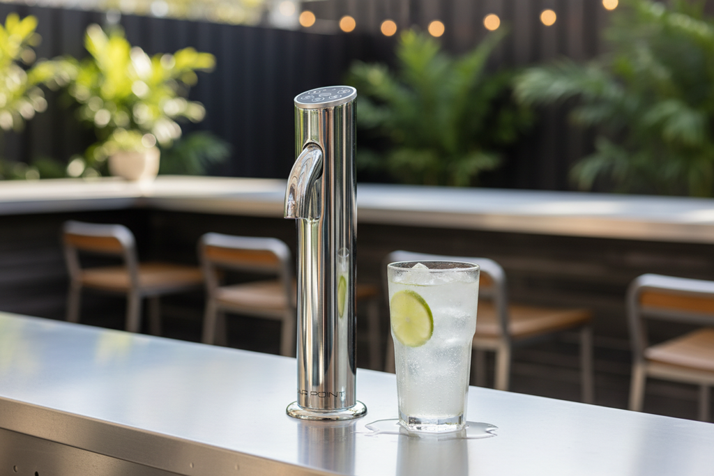 Barpoint BP1410 chrome tap in outdoor bar setting