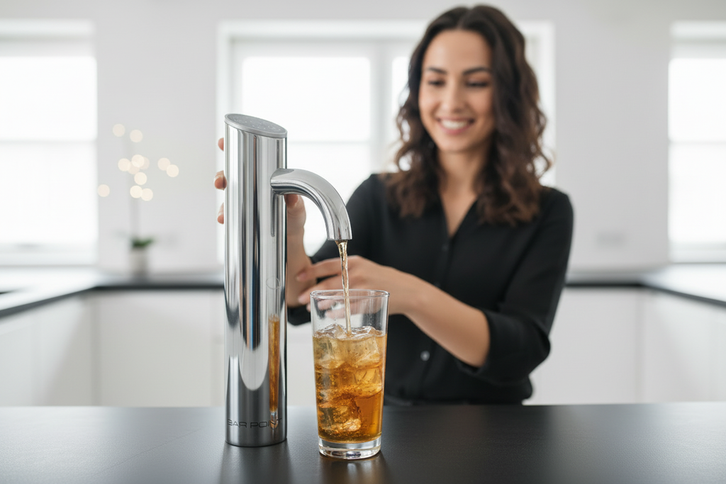 Barpoint chrome tap with iced alcoholic drink